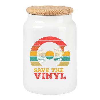 Save the Vinyl - Keksdose mit Holzdeckel - Weiß - Vorne