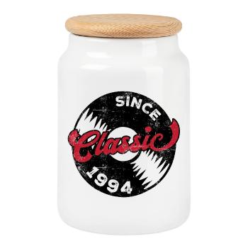 1994 Vintage - Keksdose mit Holzdeckel - Weiß - Vorne