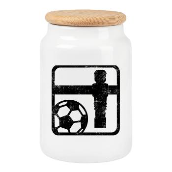 Baby-foot - Boîte à biscuits avec couvercle en bois - blanc - Devant