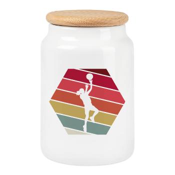 Basketball player - Cookie Jar with Wooden Lid - white - Front