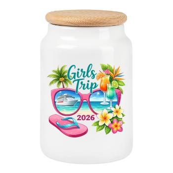 Girls Trip 2026 Kreuzfahrt Urlaub - Keksdose mit Holzdeckel - Weiß - Vorne