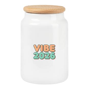 Remise des diplômes de fin d’études secondaires Vibe 2026 - Boîte à biscuits avec couvercle en bois - blanc - Devant