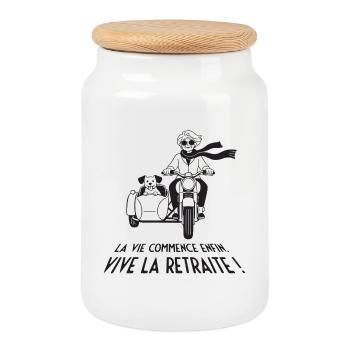 La Vie Commence Enfin - Boîte à biscuits avec couvercle en bois - blanc - Devant