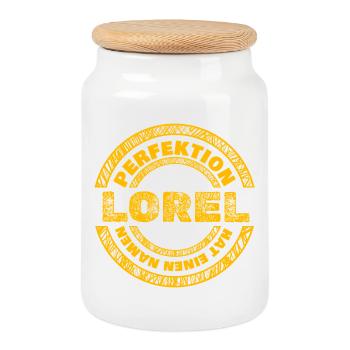 Lorel as Perfect - Cookie Jar with Wooden Lid - white - Front