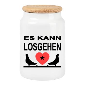 Tauben - Keksdose mit Holzdeckel - Weiß - Vorne
