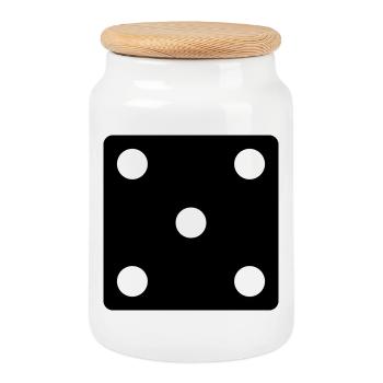 says - Cookie Jar with Wooden Lid - white - Front
