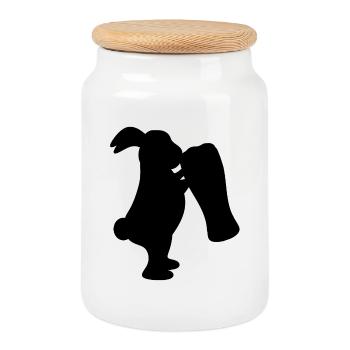 Lapin de Bière Lapin de Pâques - Boîte à biscuits avec couvercle en bois - blanc - Devant