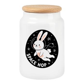 Space Hop - Keksdose mit Holzdeckel - Weiß - Vorne