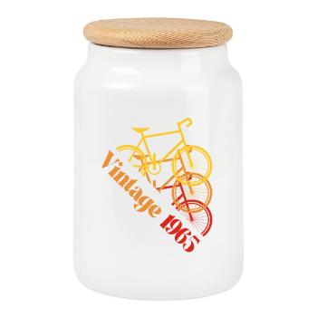 Millésime 1965 - Boîte à biscuits avec couvercle en bois - blanc - Devant