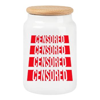 Censored Zensiert Lustig Statement Freiheit Logo - Keksdose mit Holzdeckel - Weiß - Vorne