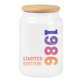 Anniversaire en édition limitée 1986 - Boîte à biscuits avec couvercle en bois - blanc - Devant