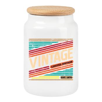 Millésime 1970 - Boîte à biscuits avec couvercle en bois - blanc - Devant