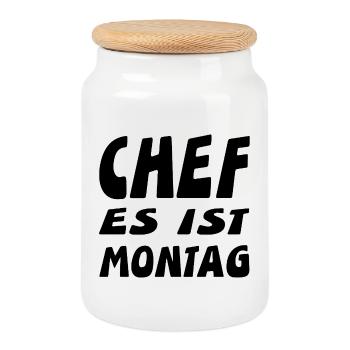 Chef - Keksdose mit Holzdeckel - Weiß - Vorne