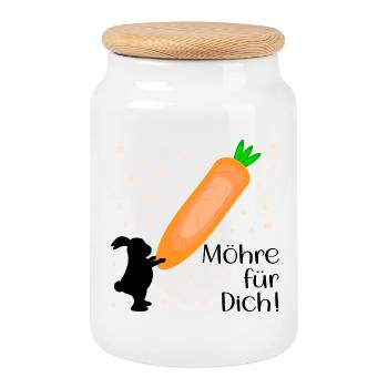 Karotte Möhre Osterhase - Keksdose mit Holzdeckel - Weiß - Vorne