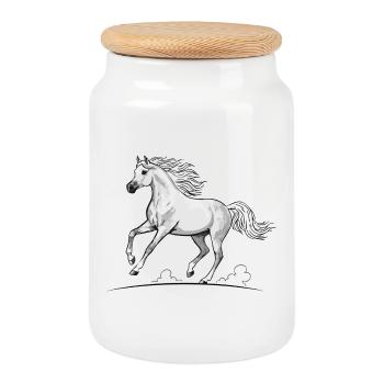 Weißes Pferd, Vollblut, Trab, Reiteleganz, Eleganz - Keksdose mit Holzdeckel - Weiß - Vorne