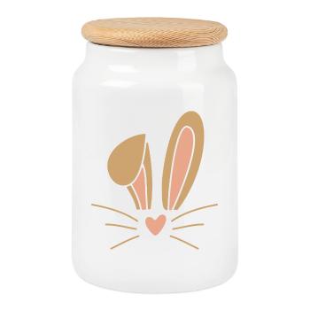 Osterhase Ostern - Keksdose mit Holzdeckel - Weiß - Vorne