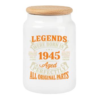 Legends Were Born in 1945 Aged Perfectly - Boîte à biscuits avec couvercle en bois - blanc - Devant
