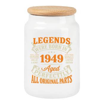 Légendes Nées en 1949 Parfaites - Boîte à biscuits avec couvercle en bois - blanc - Devant