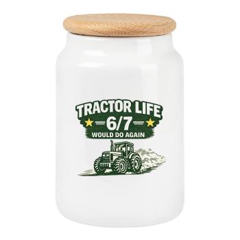 Camiseta Traktor Tractor Life 6/7 Farmer Humor - Boîte à biscuits avec couvercle en bois - blanc - Devant