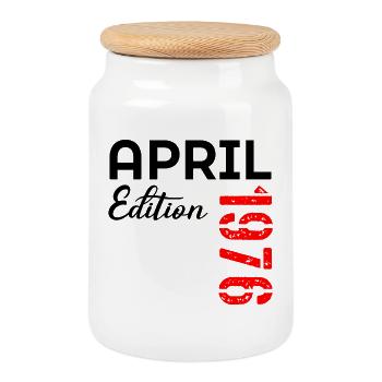 51. Geburtstag April 1976 - Keksdose mit Holzdeckel - Weiß - Vorne