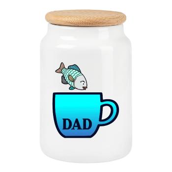 Fishing Dad Kaffee - Keksdose mit Holzdeckel - Weiß - Vorne
