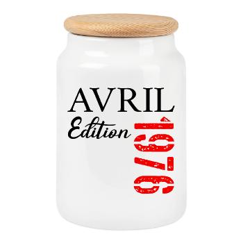 51st Anniversary April 1976 - Cookie Jar with Wooden Lid - white - Front