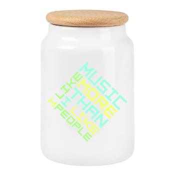 I Like Music More Than I Like People Lustig Musik - Keksdose mit Holzdeckel - Weiß - Vorne