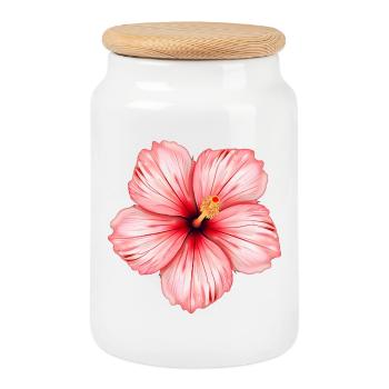 Hibiskus Blume - Keksdose mit Holzdeckel - Weiß - Vorne