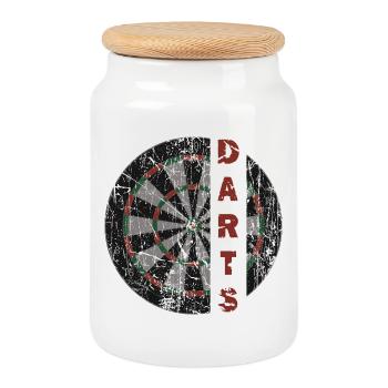 Darts Dartscheibe 180 Vintage - Keksdose mit Holzdeckel - Weiß - Vorne