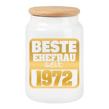 1972 - Keksdose mit Holzdeckel - Weiß - Vorne