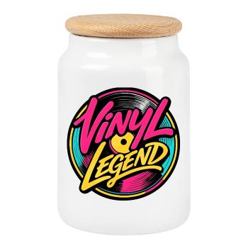 Vinyl Legend - Keksdose mit Holzdeckel - Weiß - Vorne