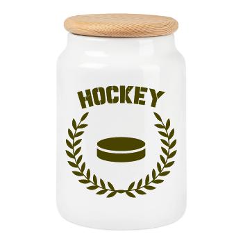 Vintage Hockey Emblem Laurel - Boîte à biscuits avec couvercle en bois - blanc - Devant