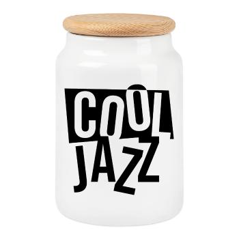 Conception du logo de la musique Cool Jazz - Boîte à biscuits avec couvercle en bois - blanc - Devant