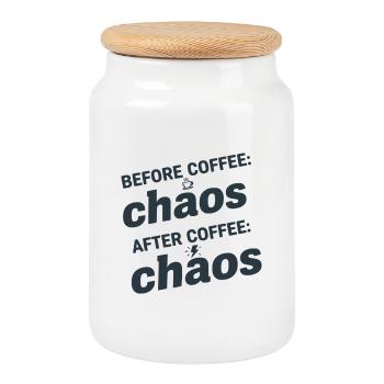 Before & After Coffee Chaos - Cookie Jar with Wooden Lid - white - Front