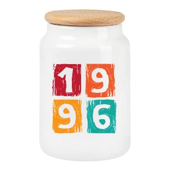 1996 30th Birthday - Cookie Jar with Wooden Lid - white - Front