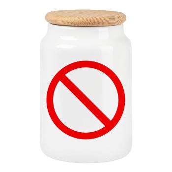 Red No Sign Icon Print - Cookie Jar with Wooden Lid - white - Front