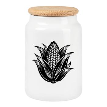 Maïs - Boîte à biscuits avec couvercle en bois - blanc - Devant