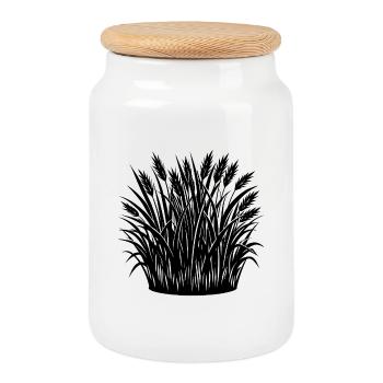 Herbe - Boîte à biscuits avec couvercle en bois - blanc - Devant
