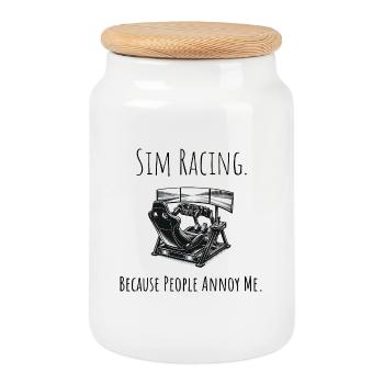 Lustiges Sim-Racing-Geschenk – Real Simulator E-Sports - Keksdose mit Holzdeckel - Weiß - Vorne