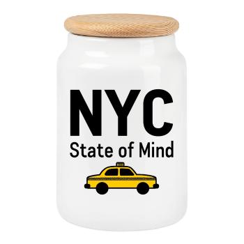 NYC State of Mind New York City Taxi Vibes - Keksdose mit Holzdeckel - Weiß - Vorne
