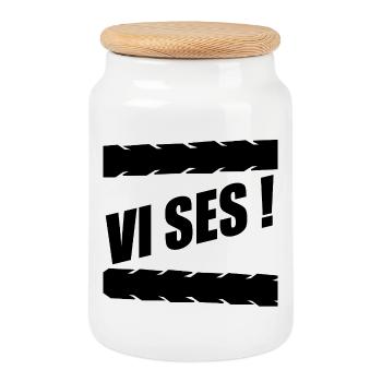 À bientôt, au revoir - Boîte à biscuits avec couvercle en bois - blanc - Devant