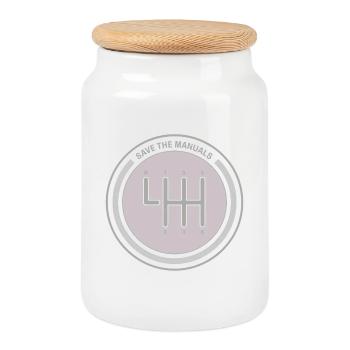 Manualschaltung Emblem Save the Manuals - Cookie Jar with Wooden Lid - white - Front