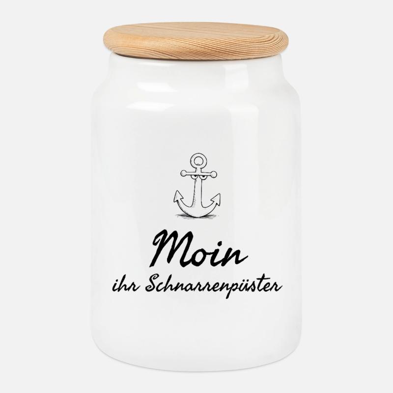 Moin plattdeutsches Schimpfwort mit Anker - Keksdose mit Holzdeckel - Weiß