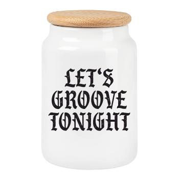 Let's groove tonight - Keksdose mit Holzdeckel - Weiß - Vorne