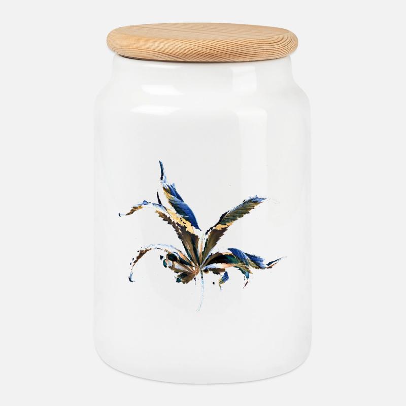 Leaf layers - Cookie Jar with Wooden Lid - white