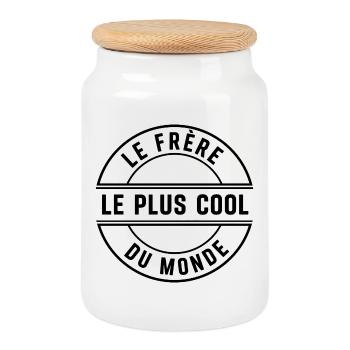 Le frère le plus cool du monde cadeaux frère - Boîte à biscuits avec couvercle en bois - blanc - Devant