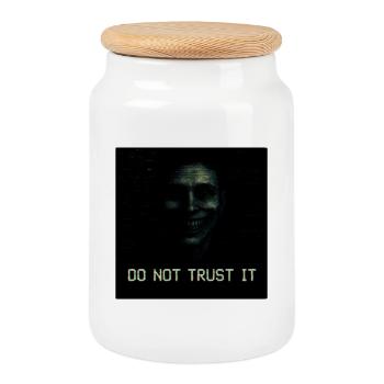 Do Not Trust It Glitch Horror - Cookie Jar with Wooden Lid - white - Front