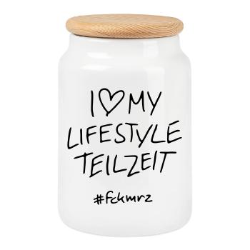 Lifestyle Time - Cookie Jar with Wooden Lid - white - Front