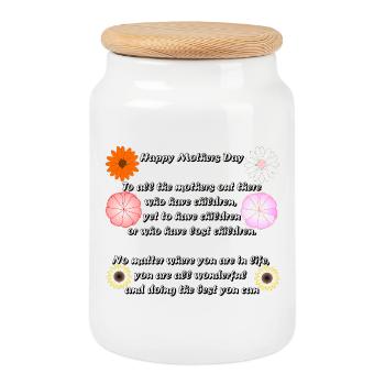 Happy_Mothers_Day - Cookie Jar with Wooden Lid - white - Front