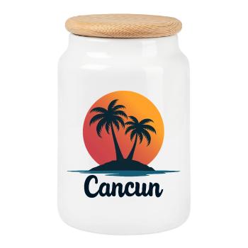 Souvenir de Noël des palmiers rétro de Cancun - Boîte à biscuits avec couvercle en bois - blanc - Devant